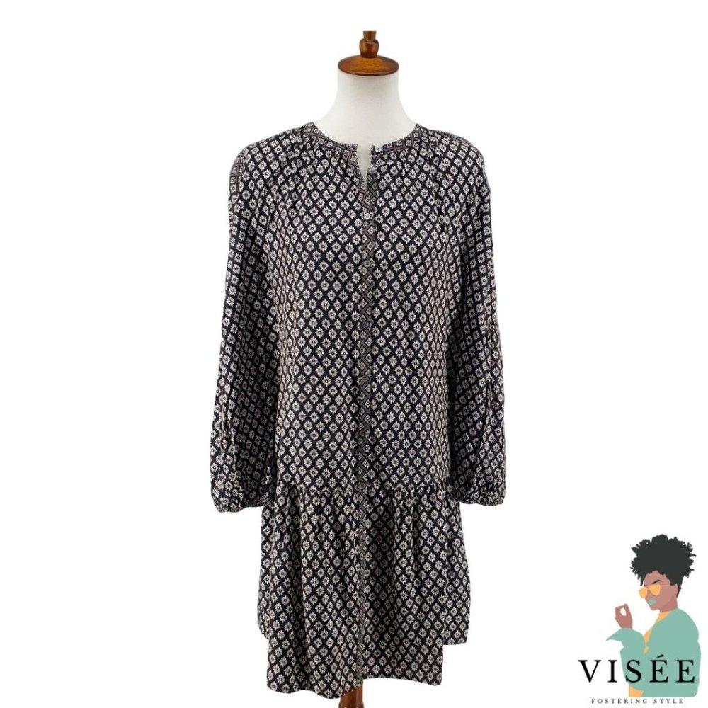 Joie Hagi Floral Long Sleeve Drop Waist Dress